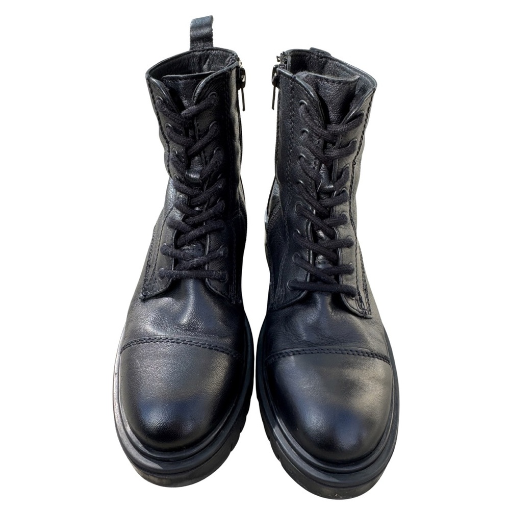 ALDO Black Leather Combat Boots Size 6 Made in Portugal Lug Sole